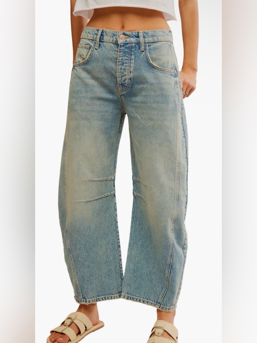 Free People We the Free Good Luck Barrel Jeans